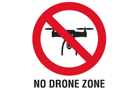 No Drone Zone 30x30cm kieltokyltti