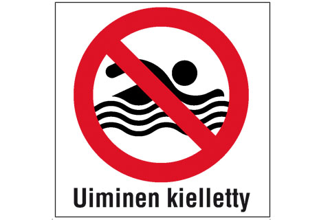 Uiminen kielletty kyltti 30cm x 30cm