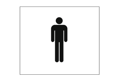 WC miehet symboli -tarra tai kyltti 10x8cm
