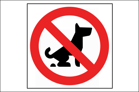 Koirien kakkatus kielletty kyltti ilman tekstiä 170x170mm